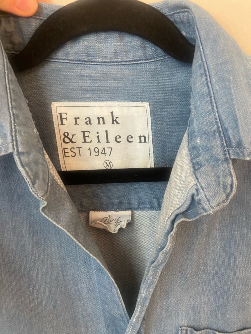 Frank & Eileen Mary Shirt Dress Denim Button Front Blue Italian Cotton Size M - Picture 3 of 7